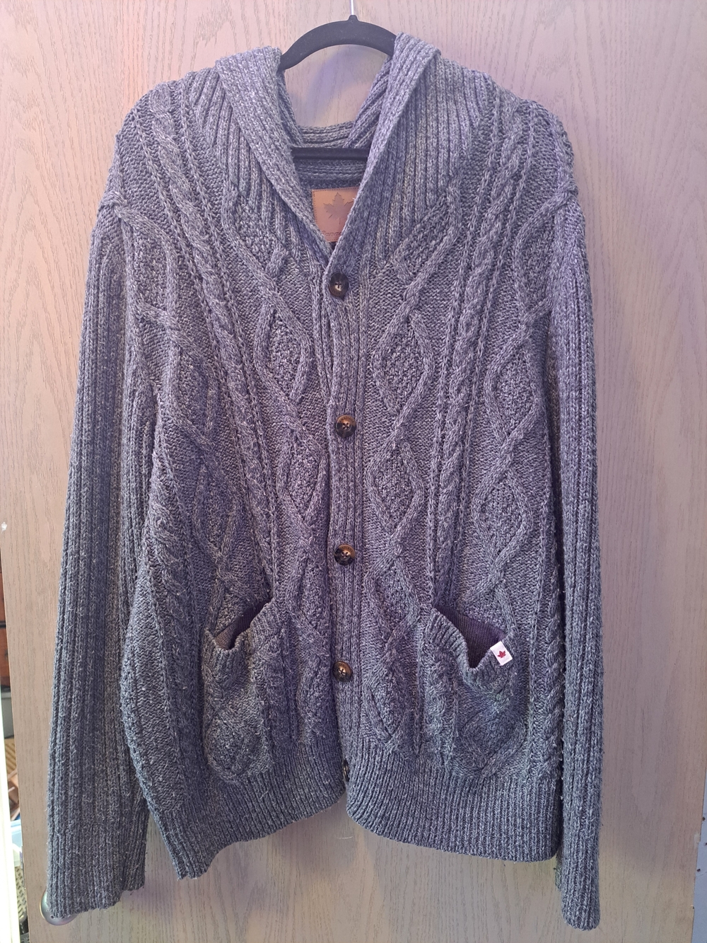 Women’s Hooded Cable-Knit Cardigan Sweater - Gray